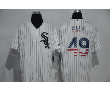 Men's Chicago White Sox #49 Chris Sale White USA Flag Fashion MLB Baseball Jersey