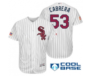 Men's Chicago White Sox #53 Melky Cabrera White Stars & Stripes Fashion Independence Day Stitched MLB Majestic Cool Base Jersey