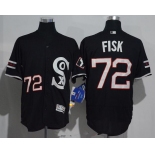 Men's Chicago White Sox #72 Carlton Fisk Black Retro Stitched MLB 2016 Majestic Flex Base Jersey