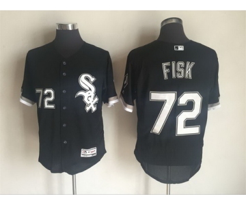 Men's Chicago White Sox #72 Carlton Fisk Retired Black 2016 Flexbase Majestic Baseball Jersey