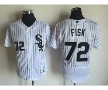 Men's Chicago White Sox #72 Carlton Fisk Retired White Home 2016 Flexbase Majestic Baseball Jersey