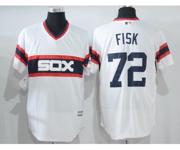 Men's Chicago White Sox #72 Carlton Fisk Retired White Pullover Stitched MLB Majestic Cool Base Jersey