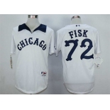 Men's Chicago White Sox #72 Carlton Fisk White 1976 Turn Back The Clock Jersey