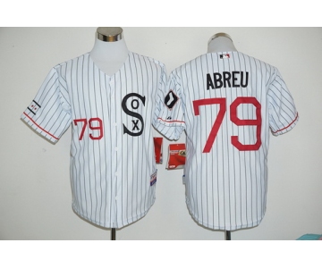 Men's Chicago White Sox #79 Jose Abreu White Pinstirpe SOX 2016 Retro Baseball Jersey
