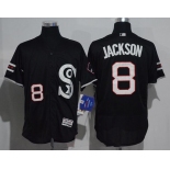 Men's Chicago White Sox #8 Bo Jackson Black Retro Stitched MLB 2016 Majestic Flex Base Jersey