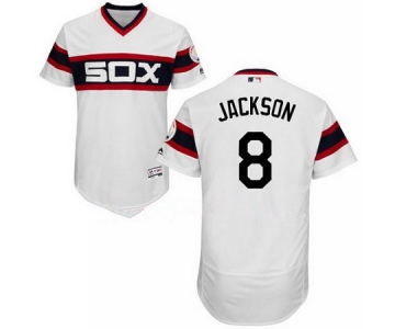Men's Chicago White Sox #8 Bo Jackson Retired White Pullover Stitched MLB Majestic Flex Base Jersey
