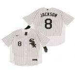 Men's Chicago White Sox #8 Bo Jackson White Pinstripe Stitched MLB Flex Base Nike Jersey