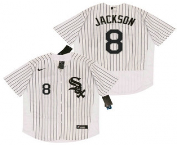 Men's Chicago White Sox #8 Bo Jackson White Pinstripe Stitched MLB Flex Base Nike Jersey