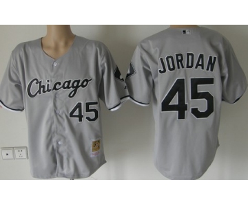 Size 5 XL Chicago White Sox #45 Michael Jordan Gray Throwback Jersey