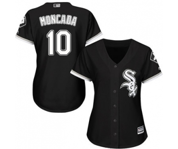 White Sox #10 Yoan Moncada Black Alternate Women's Stitched Baseball Jersey