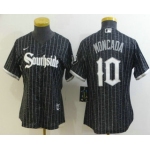 Women's Chicago White Sox #10 Yoan Moncada Black 2021 City Connect Stitched MLB Cool Base Nike Jersey