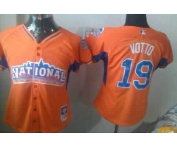 Cincinnati Reds #19 Joey Votto 2013 All-Star Orange Womens Jersey