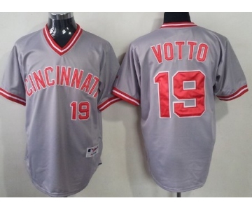 Cincinnati Reds #19 Joey Votto Gray Pullover Jersey