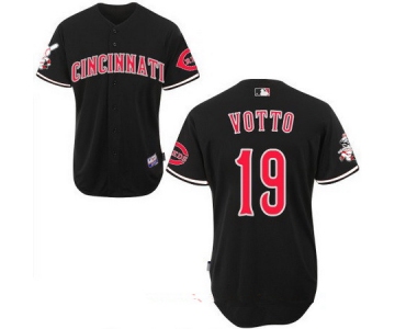 Men's Cincinnati Reds #19 Joey Votto Black Stitched MLB Majestic Cool Base Jersey