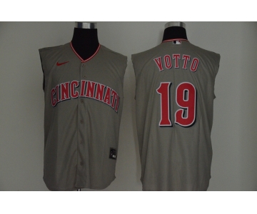 Men's Cincinnati Reds #19 Joey Votto Gray 2020 Cool and Refreshing Sleeveless Fan Stitched MLB Nike Jersey