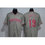 Men's Cincinnati Reds #19 Joey Votto Gray Road Stitched MLB Majestic Cool Base Jersey