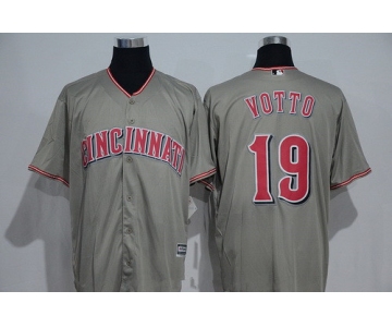 Men's Cincinnati Reds #19 Joey Votto Gray Road Stitched MLB Majestic Cool Base Jersey