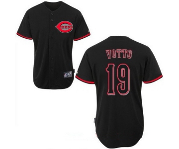 Men's Cincinnati Reds #19 Joey Votto Lights Out Black Stitched MLB Majestic Cool Base Jersey