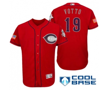 Men's Cincinnati Reds #19 Joey Votto Red Stars & Stripes Fashion Independence Day Stitched MLB Majestic Cool Base Jersey