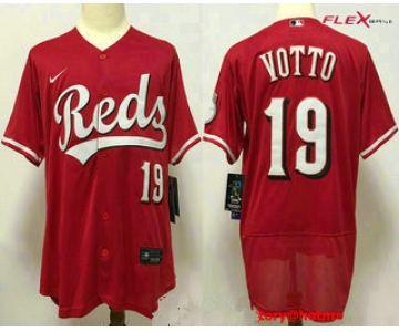 Men's Cincinnati Reds #19 Joey Votto Red Stitched MLB Flex Base Nike Jersey