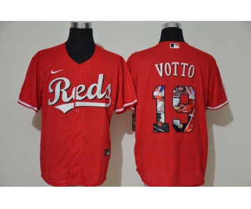 Men's Cincinnati Reds #19 Joey Votto Red Unforgettable Moment Stitched Fashion MLB Cool Base Nike Jersey