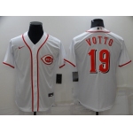 Men's Cincinnati Reds #19 Joey Votto White Stitched MLB Cool Base Nike Jersey