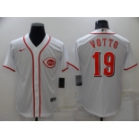 Men's Cincinnati Reds #19 Joey Votto White Stitched MLB Cool Base Nike Jersey