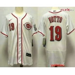 Men's Cincinnati Reds #19 Joey Votto White Stitched MLB Flex Base Nike Jersey