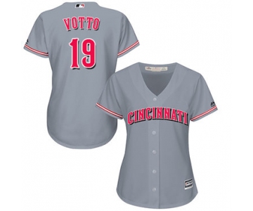 Reds #19 Joey Votto Grey Road Women's Stitched Baseball Jersey