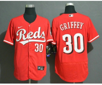 Big Size Cincinnati Reds #30 Ken Griffey Jr Red Stitched MLB Flex Base Nike Jersey