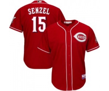 Cincinnati Reds #15 Nick Senzel Men's Replica Majestic Cool Base Alternate Jersey - Red