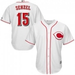 Cincinnati Reds #15 Nick Senzel Men's Replica Majestic Cool Base Home Jersey - White