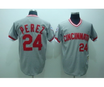 Cincinnati Reds #24 Tony Perez 1976 Gray Throwback Jersey