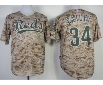 Cincinnati Reds #34 Homer Bailey 2014 Camo Jersey
