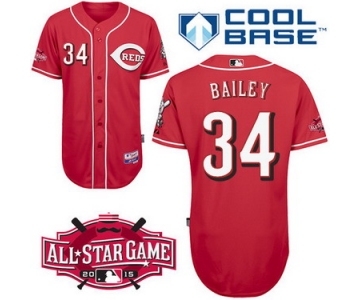 Cincinnati Reds #34 Homer Bailey 2015 All-Star Patch Red Jersey