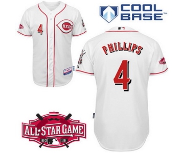 Cincinnati Reds #4 Brandon Phillips 2015 All-Star Patch White Jersey