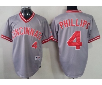 Cincinnati Reds #4 Brandon Phillips Gray Pullover Jersey