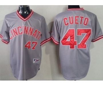 Cincinnati Reds #47 Johnny Cueto Gray Pullover Jersey