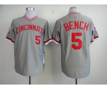 Cincinnati Reds #5 Johnny Bench 1976 Gray Throwback Jersey