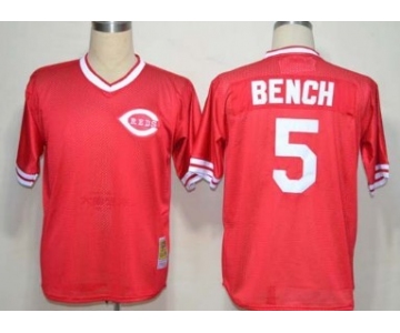 Cincinnati Reds #5 Johnny Bench Mesh BP Red Throwback Jersey