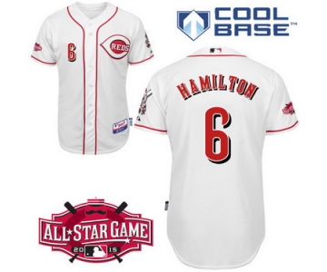 Cincinnati Reds #6 Josh Hamilton 2015 All-Star Patch White Jersey