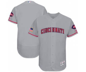 Men's Cincinnati Cincinnati Reds Majestic 2017 Stars & Stripes Authentic Collection FlexBase Team Jersey - Gray