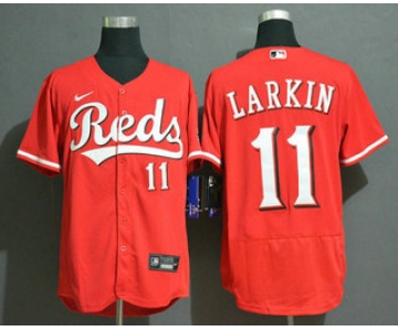 Men's Cincinnati Reds #11 Barry Larkin Red Stitched MLB Flex Base Nike Jersey