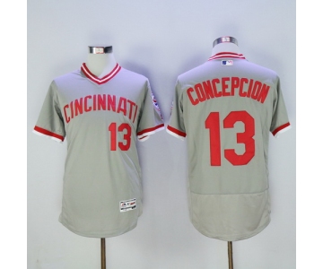 Men's Cincinnati Reds #13 Dave Concepcion Gray Pullover 2016 Flexbase Majestic Baseball Jersey