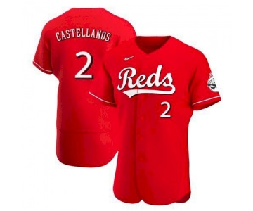 Men's Cincinnati Reds #2 Nick Castellanos Scarlet 2021 Alternate Jersey