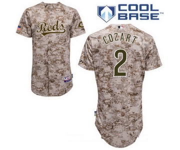 Men's Cincinnati Reds #2 Zack Cozart Camo Stitched MLB Majestic Cool Base Jersey