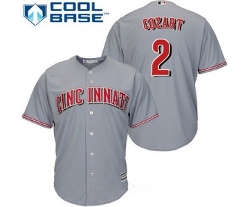 Men's Cincinnati Reds #2 Zack Cozart Gray Road Stitched MLB Majestic Cool Base Jersey