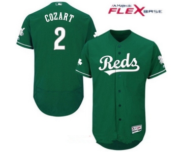 Men's Cincinnati Reds #2 Zack Cozart Green 2016 St. Patrick's Day Stitched MLB Majestic Flex Base Jersey