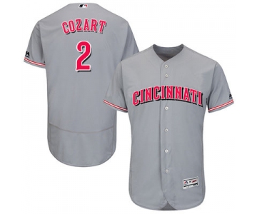 Men's Cincinnati Reds #2 Zack Cozart Grey Flexbase Authentic Collection Stitched MLB Jersey