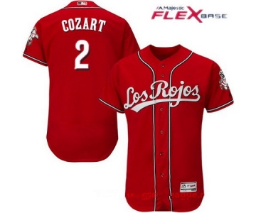 Men's Cincinnati Reds #2 Zack Cozart Los Rojos Red Stitched MLB Majestic Flex Base Jersey